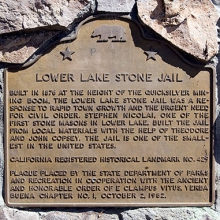 Lower Lake Jail Plaque